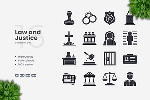 Law and Justice Solid Icons, an Icon by Upnowgraphic
