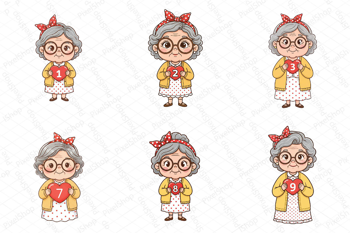 Grandma Holding Heart Alphabet Bundl, an Illustration by DreamPrint404 (Photo 5 of 7)