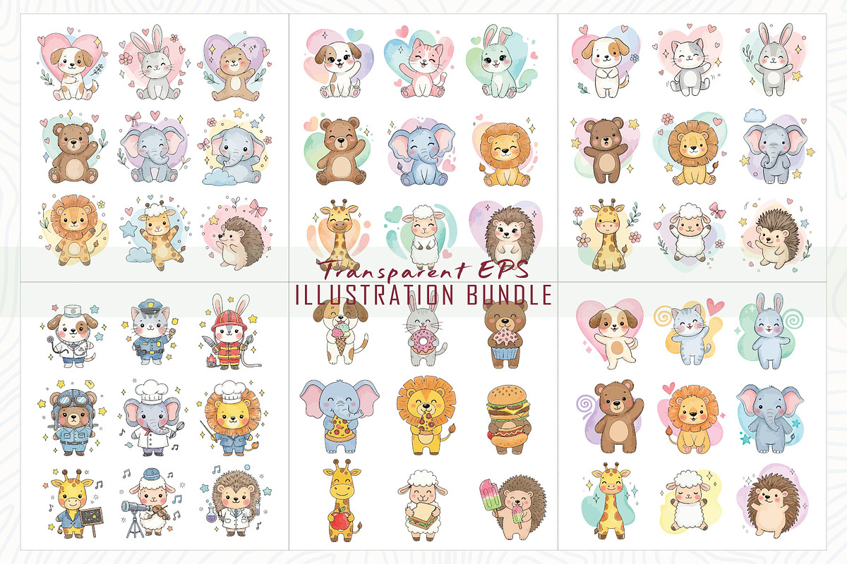 Charming animal illustrations bundle, an Animal Illustration by Sofia's Fashion (Photo 3 of 3)