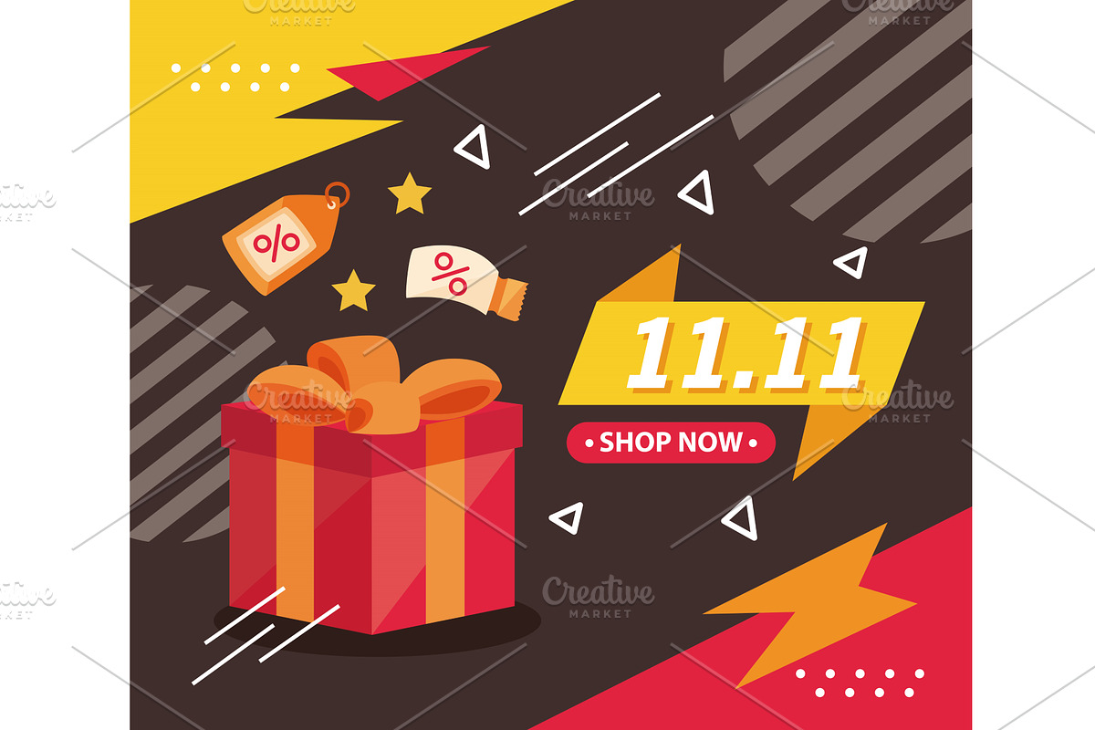 11 11 shop now poster, an Object Illustration by studiogstock