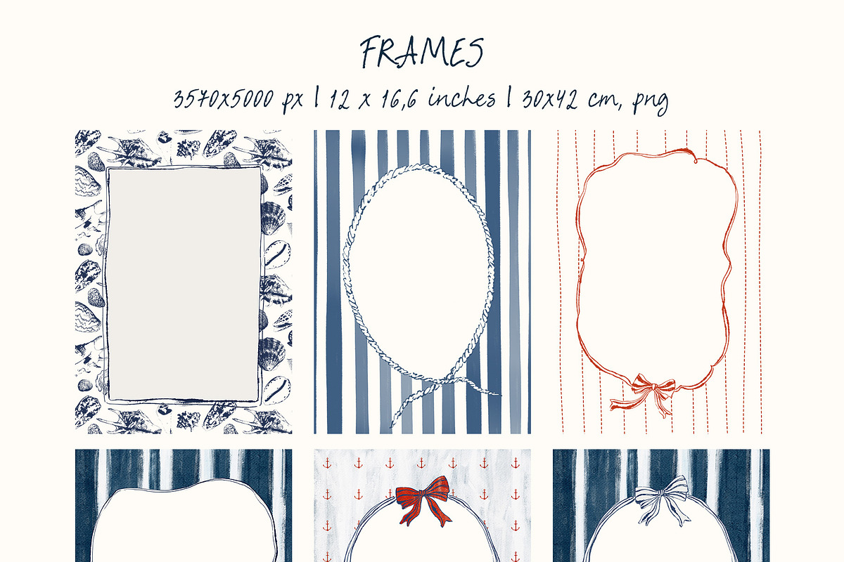 Seashells vector illustrations frame, an Object Graphic by Yuliya Derbisheva (Photo 7 of 13)