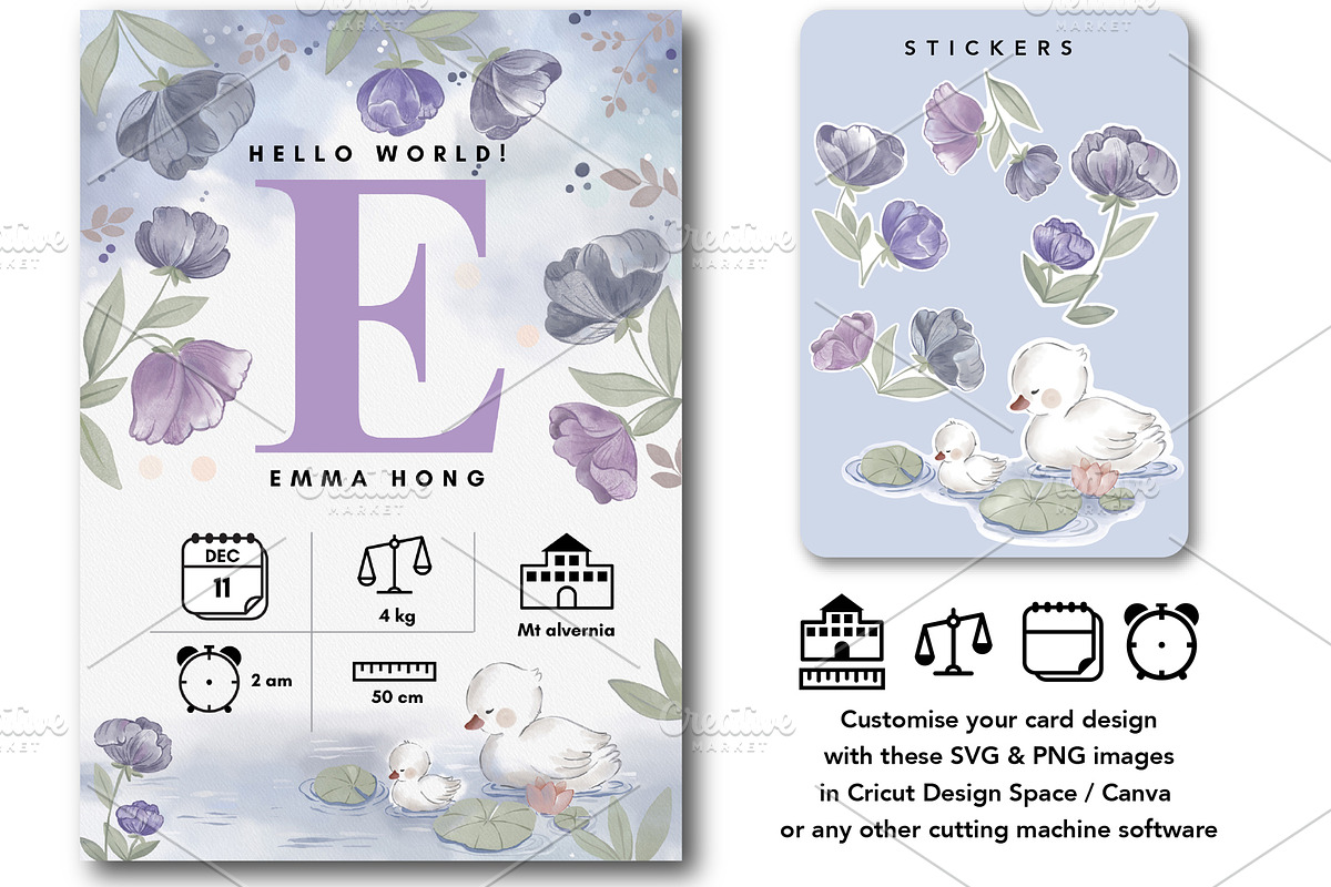 Cute duck Birth Announcement card, a Design Template by hanacrochetdesign (Photo 7 of 12)