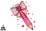 Teacher Valentine Coquette Bow Penci, an Illustration by Daily.Designs (Thumbnail 1 of 5)