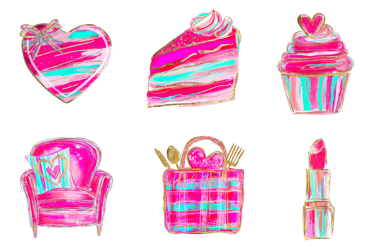 watercolor valentine day clipart, an Illustration by CreationArt (Photo 3 of 7)