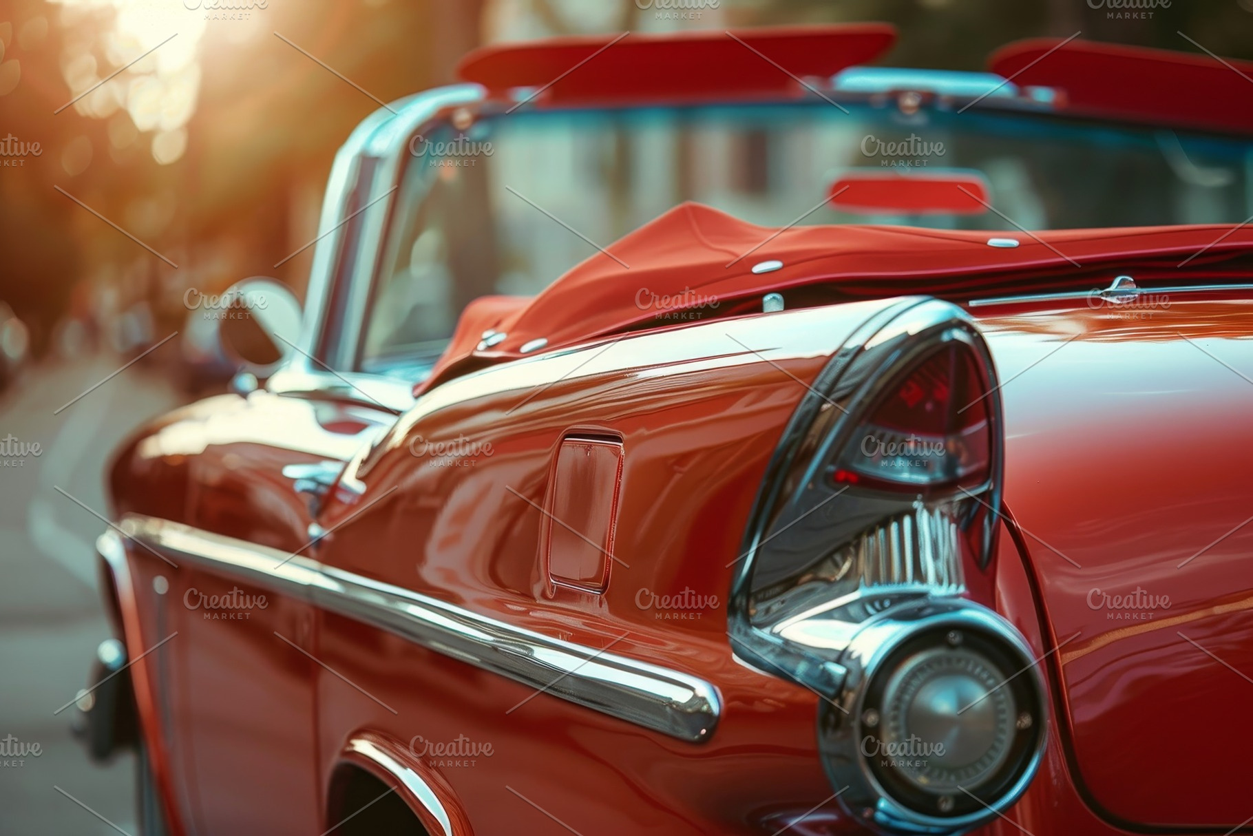A classic convertible with a gleamin, a Photo by Tanuart