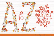 Autum Floral Alphabet Vectors & PNGs, an Illustration by Amanda Ilkov (Thumbnail 1 of 5)