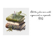 Magic Books Watercolor Clipart, an Object Graphic by Colibri Watercolor (Thumbnail 3 of 4)