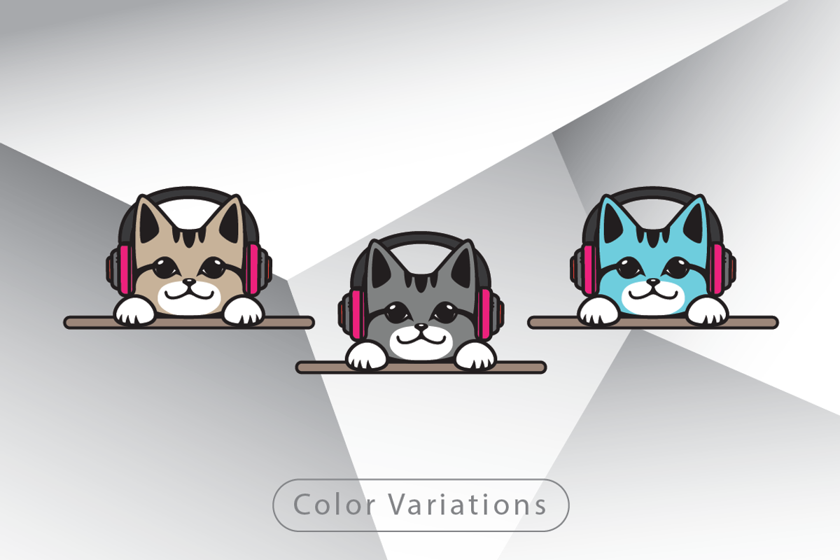 Funky Cute Cat Logo Template, a Branding & Logo Template by Heavtryq Design (Photo 2 of 4)
