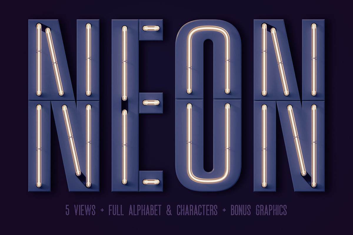 Condensed Neon 3D Lettering, a Graphic by TVartworks