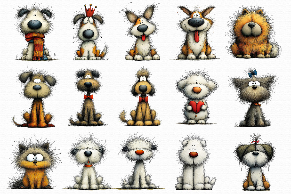 Whimsical Fluffy Dog Clipart, an Illustration by Libby Wishes (Photo 7 of 7)
