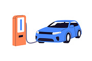Electric cars, charging stations set, a Transportation Illustration by PaperTrident (Thumbnail 4 of 11)