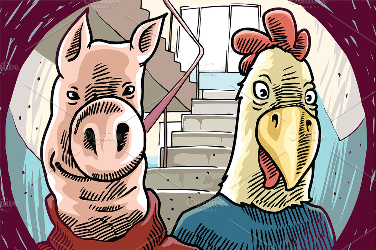 Strange Visitors Behind the Door, an Animal Illustration by LEKS illustrations