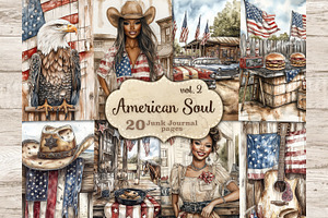 Fourth of July Junk Journal Page, a Person Illustration by GlamArtZhanna