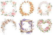Boho Floral Frame Watercolor Clipart, an Illustration by DreamArtGraphic (Thumbnail 2 of 4)
