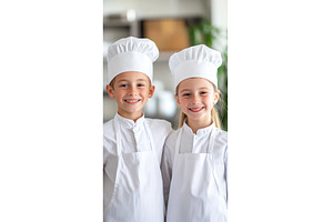 Young Boy and Girl Wearing Chef Hats, a School & Education Photo by Lermont51