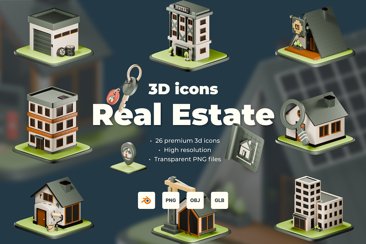 Real Estate 3D Icon Pack, a 3D by Laimmilka (Photo 1 of 5)