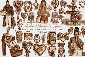 Mocha Valentine's Day Clipart, an Illustration by DreamCafeArt
