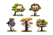 Wooden tree houses for kids set, an Object Illustration by PaperTrident (Thumbnail 1 of 6)