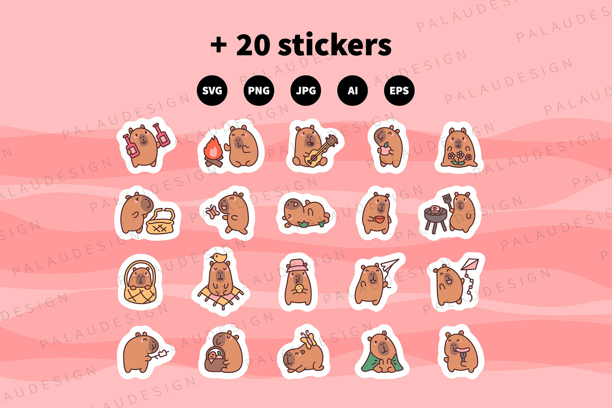 Kawaii Capybara Picnic Character, an Animal Illustration by Palau (Photo 12 of 12)