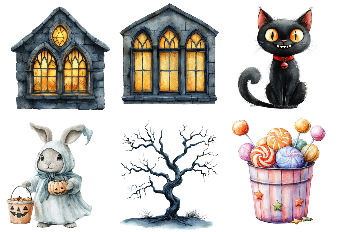 Cute Halloween Clipart Bundle, an Illustration by Designworld (Photo 4 of 5)