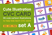Cute Illustration CVC CARD set A, an Education Illustration by arsansp (Thumbnail 1 of 5)