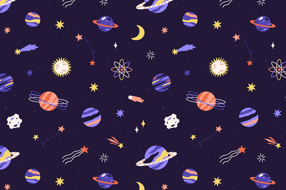 Cosmic childish seamless patterns, a Pattern Graphic by Good Studio (Photo 4 of 8)