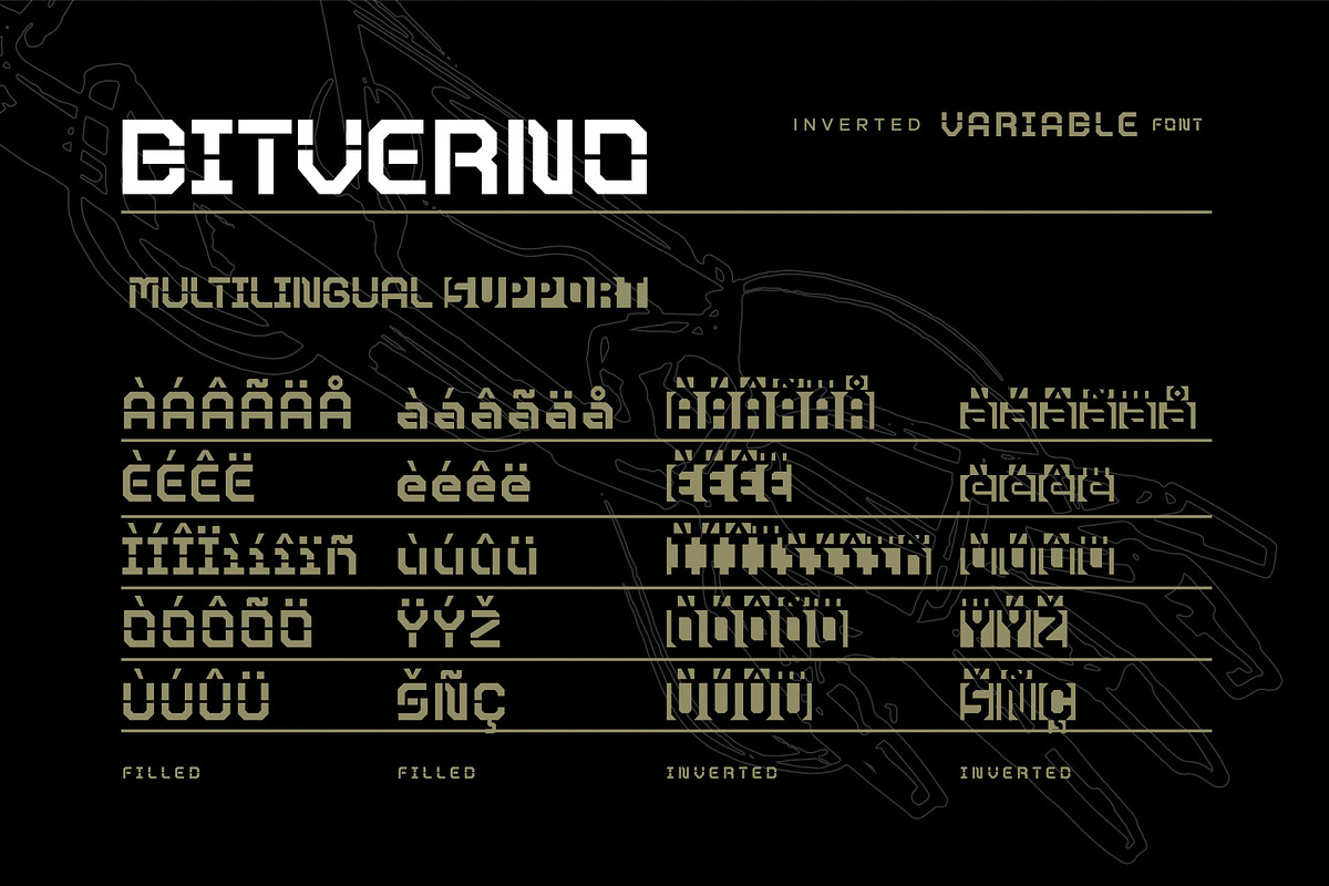 Bitverno - Experimental Sci-fi Font, a Sans Serif Font by Drizy (Photo 7 of 9)
