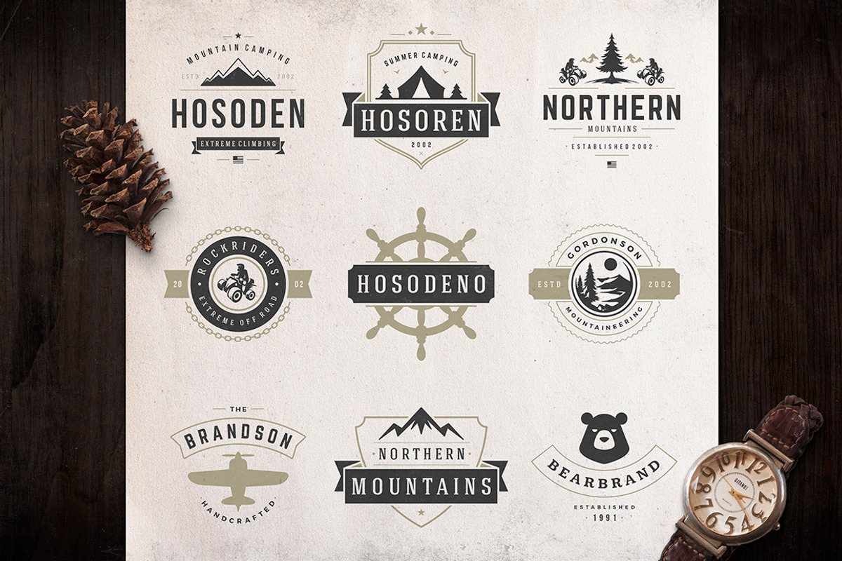 50 Outdoor logos and badges, a Branding & Logo Template by Vasya Kobelev (Photo 7 of 19)