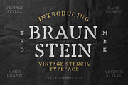 Braunstein Stencil Font, a Serif Font by Type Colony (Thumbnail 1 of 6)