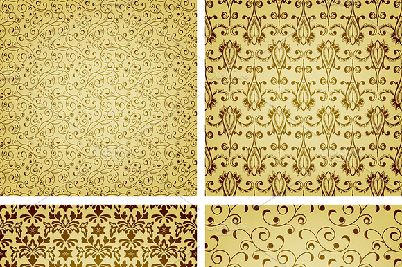 vector seamless golden patterns preview 2