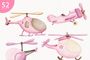Watercolor Air Transport Clipart, a Transportation Illustration by TitaLivingArt (Thumbnail 2 of 10)
