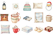 Cozy Winter Watercolor Clipart, an Illustration by Designking (Thumbnail 2 of 5)