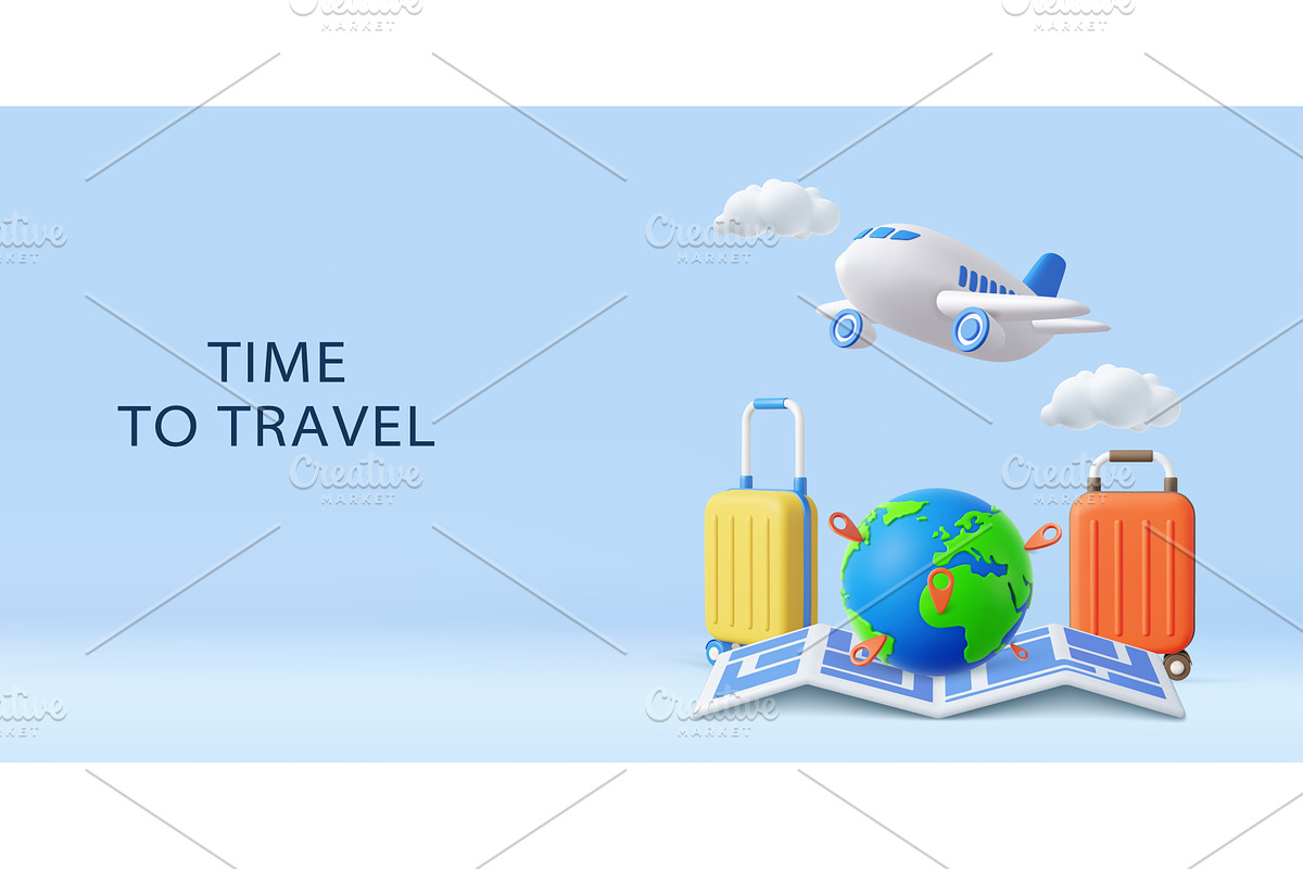 3d Time to travel illustration with, a Transportation Illustration by ModVector