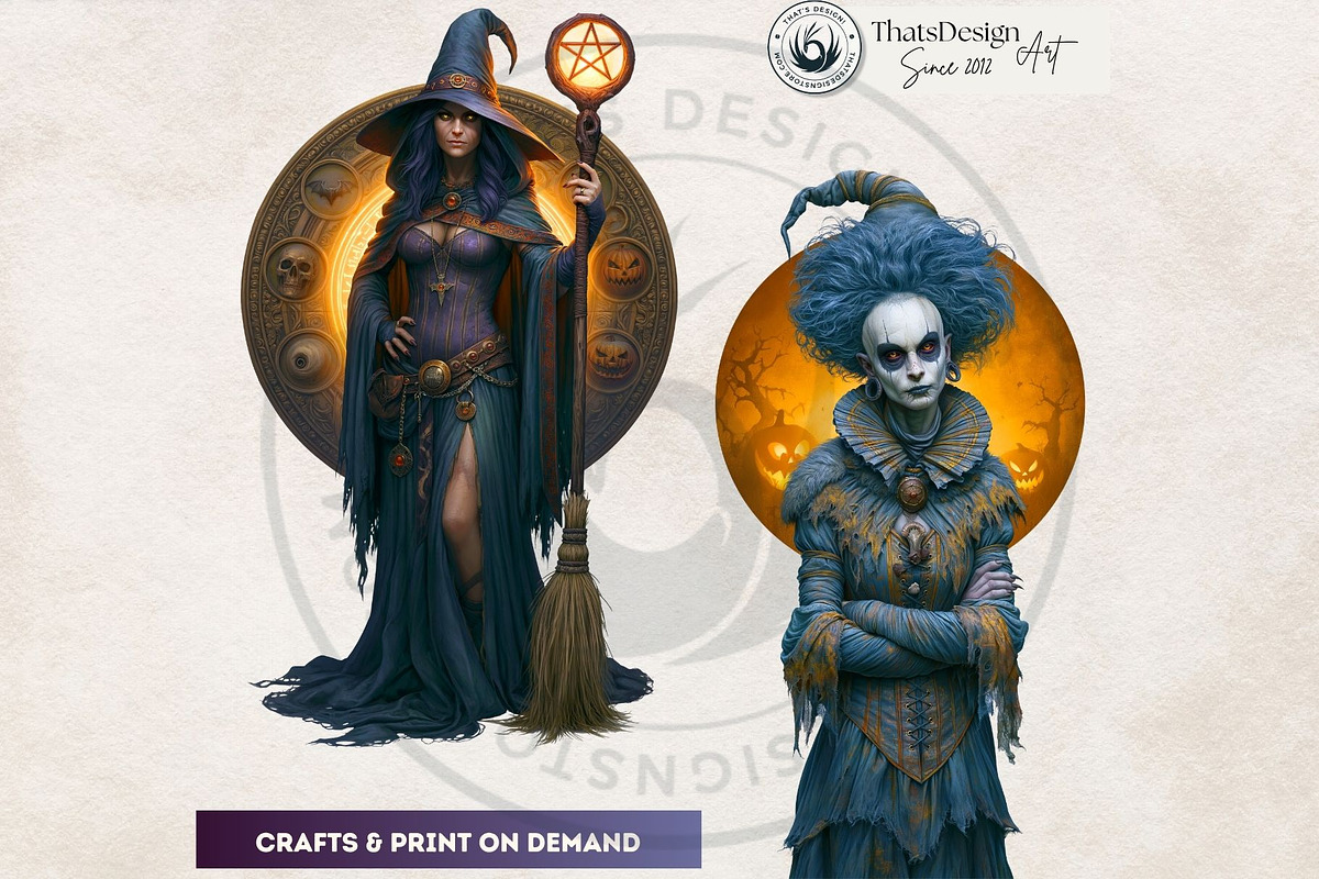 Dark Fantasy Halloween witches, a Seasonal Illustration by ThatsDesignArt (Photo 5 of 17)