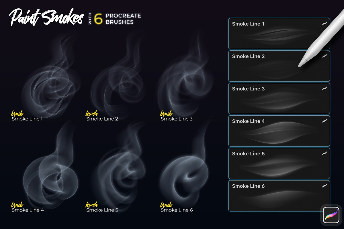 Smoke Procreate Brushes, a Brush Add-On by Andrew Skoch Design (Photo 2 of 9)