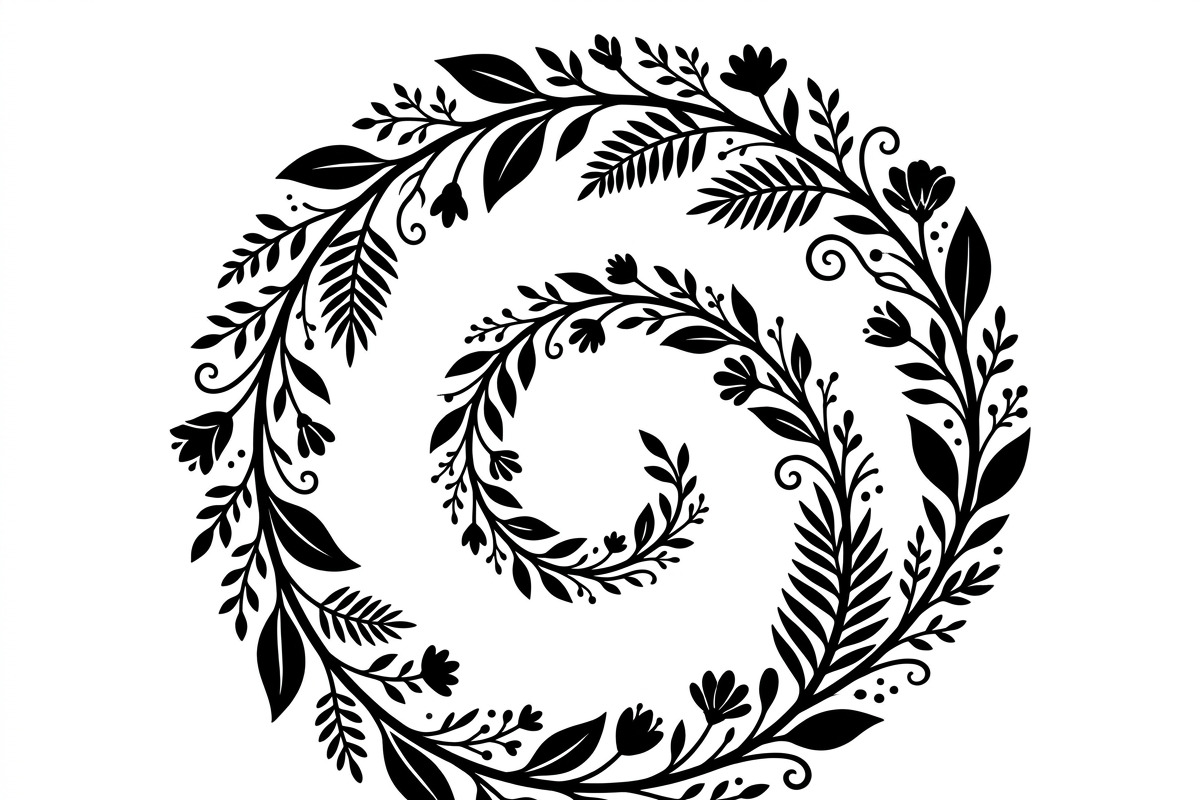 50 Elegant Floral Leaf Spiral Frame, a Decorative Illustration by Amazin_art (Photo 36 of 39)