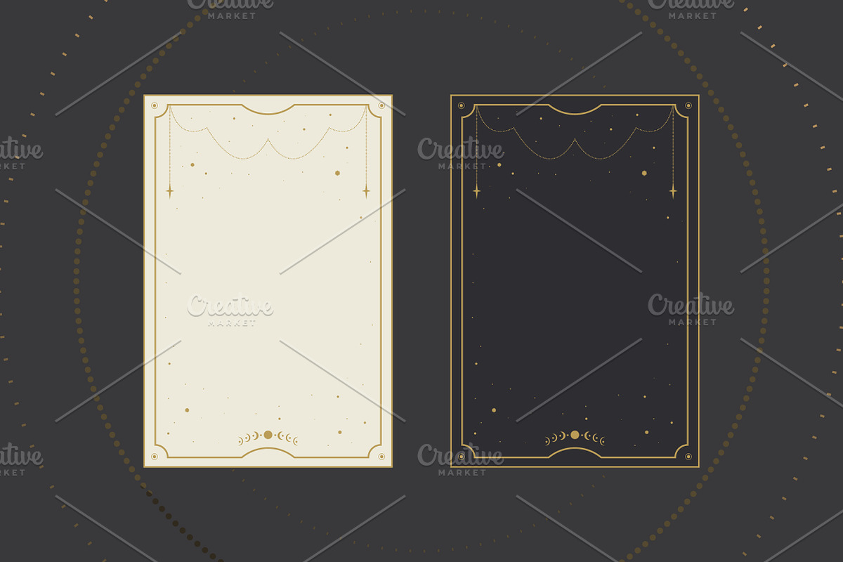 Vector Tarot Card Frame Templates, a Decorative Illustration by PsychocheArt (Photo 7 of 9)