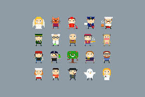 100 Pixel Art Characters