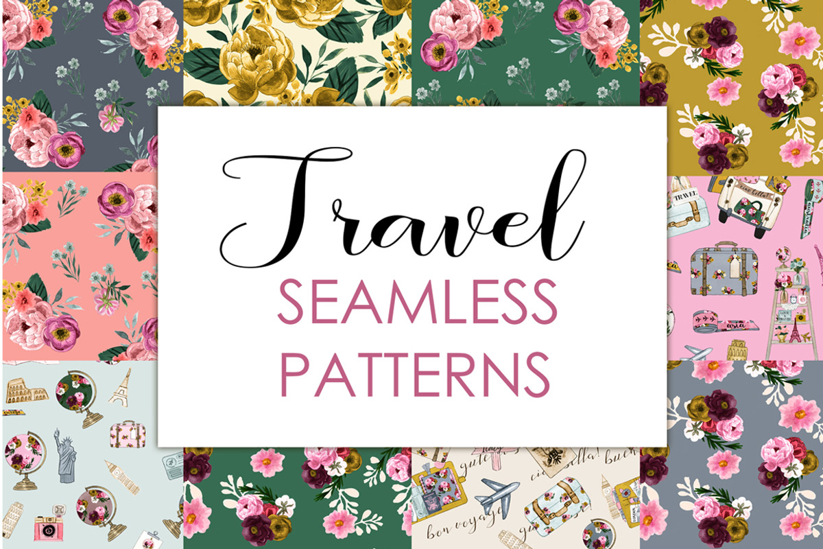 Travel seamless pattern, a Pattern Graphic by Rosabebe