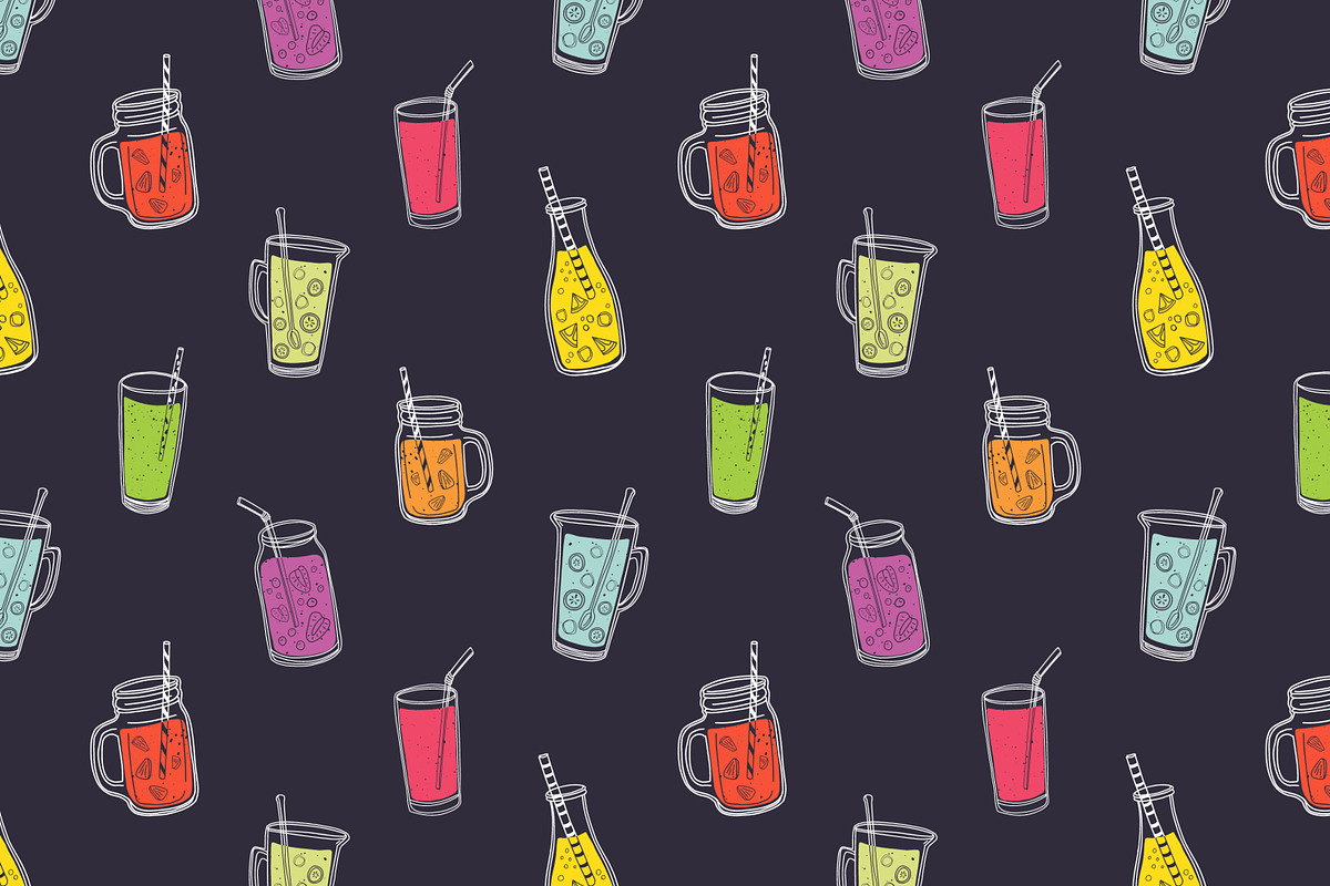 Smoothie drinks set + backgrounds, a Food Illustration by Good Studio (Photo 12 of 25)