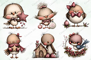 Watercolor Christmas Birds Clipart, an Illustration by Creative Art (Thumbnail 2 of 9)