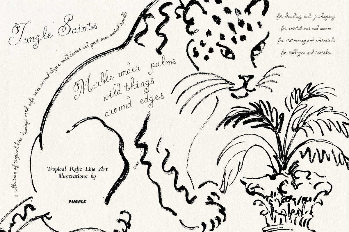 Jungle Saints: Tropical Line Art, an Object Illustration by Purple (Photo 3 of 15)