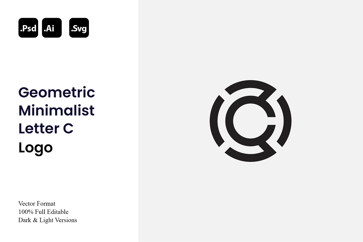 Geometric Minimalist Letter C Logo, a Branding & Logo Template by Luxury Logos (Photo 1 of 4)