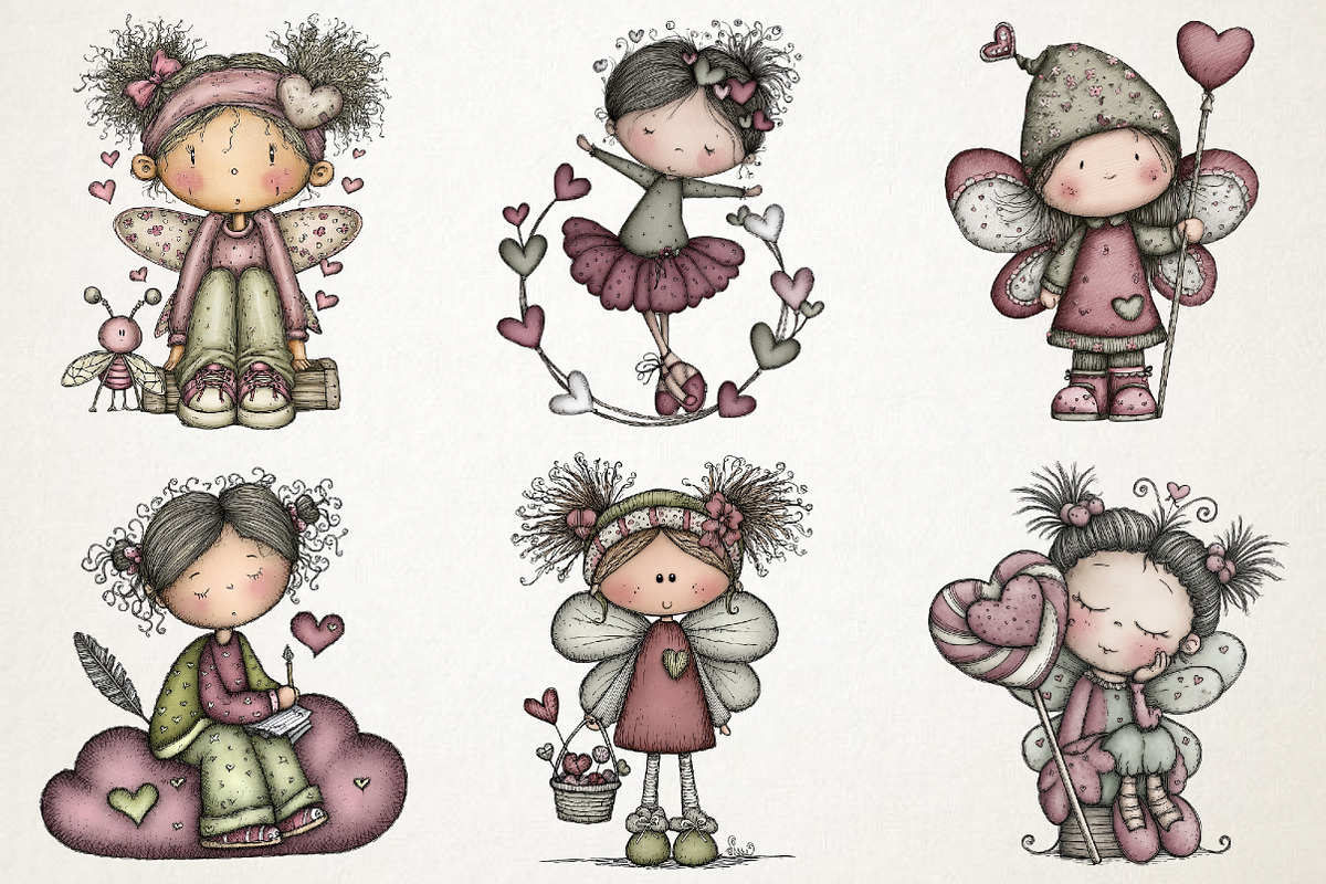Quirky Valentine Fairy Clip Art, an Illustration by RobertsArt (Photo 5 of 7)