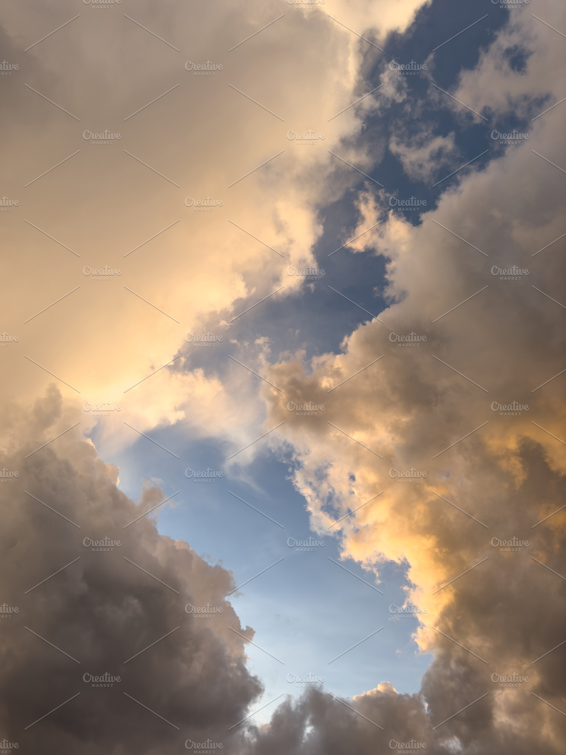Dusk sky with orange color clouds, a Nature Photo by PixieMe