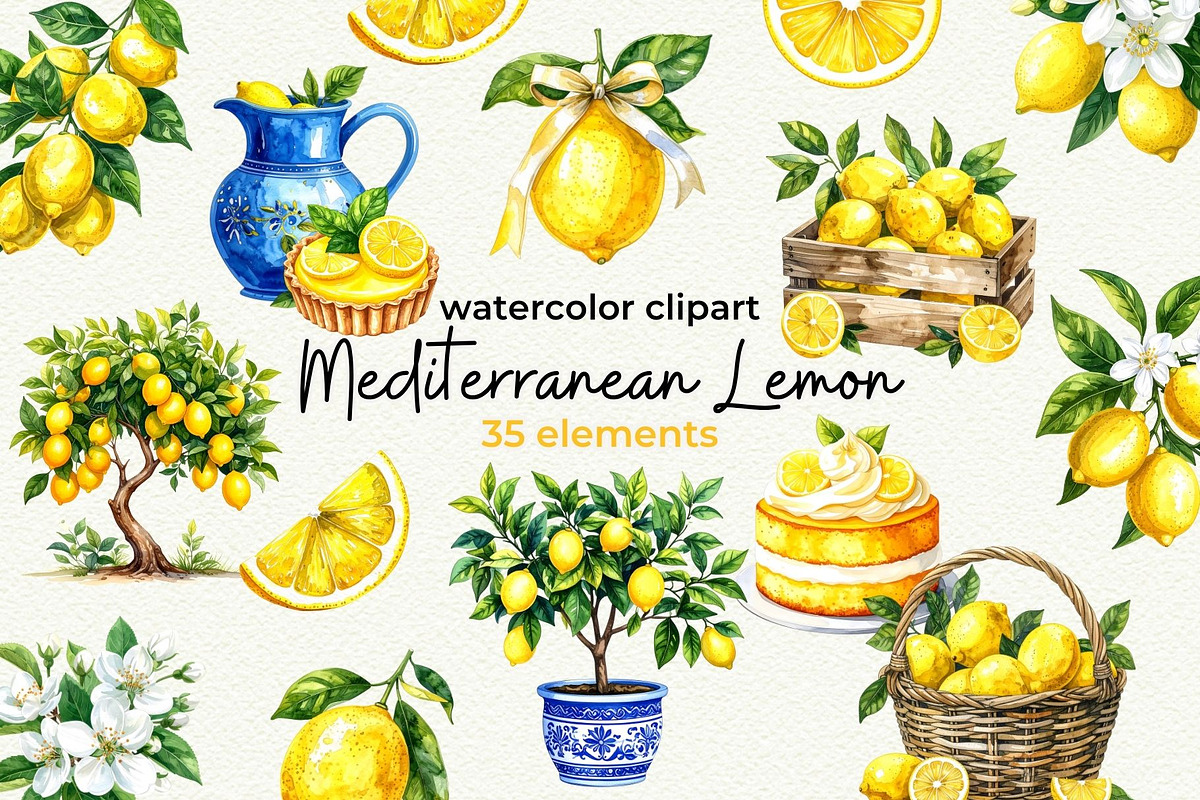 Mediterranean Lemon Clipart, an Object Graphic by Anna Design Studio (Photo 1 of 9)