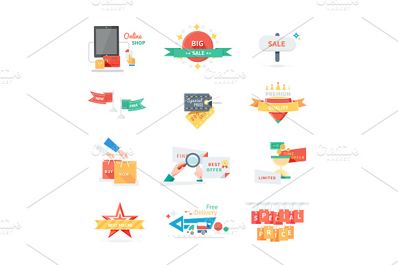 Stickers labels tags set preview 2