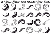 Vintage Feather Swirl SVG Bundle, an Illustration by Creativeshirt (Thumbnail 1 of 31)