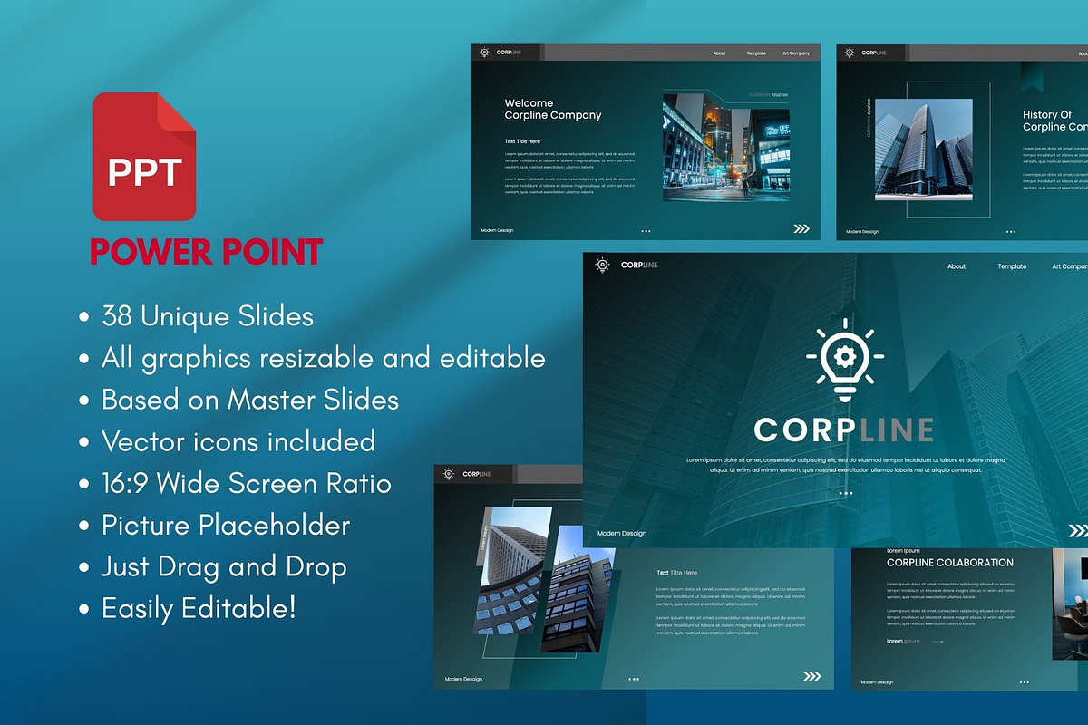 CORPLINE  Business PowerPoint, a Presentation Template by Rizki Herdian (Photo 1 of 6)