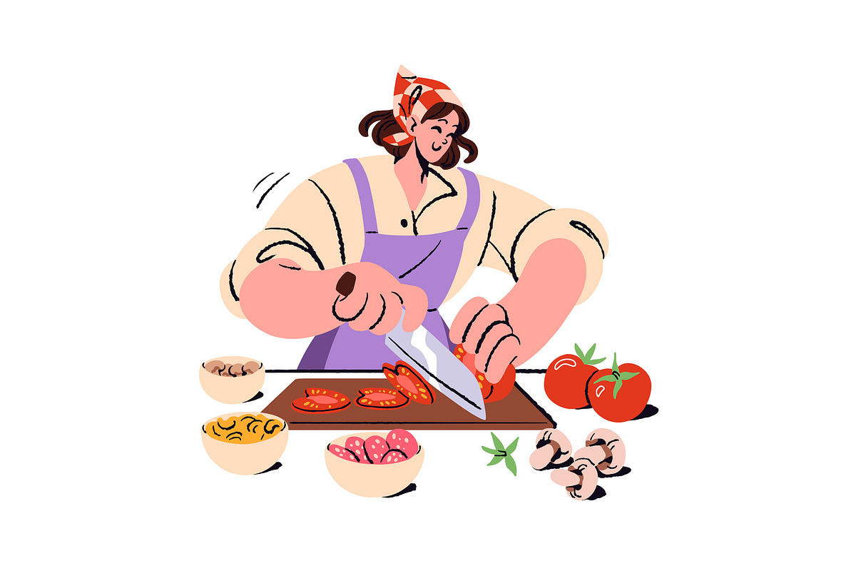 Pizza making, recipe steps set, a Food Illustration by PaperTrident (Photo 2 of 8)